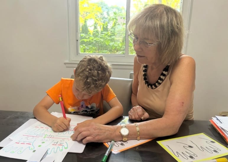Multi-sensory handwriting practice using markers and letter cards