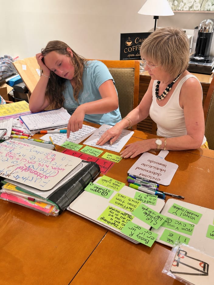 A reading specialist guiding structured literacy word work